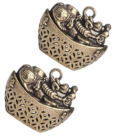 EXCEART 2stücke Messing Anhänger Hohlbarren Diy Schlüsselanhänger Taschenanhänger Heimwerker Projekt Antik Design Accessoire