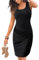 NLAND Robe Moulante Courte sans Manches pour Femme Mini Casual Eté Robe Décontractée Col en U Robe de Soirée(Noir,XL)