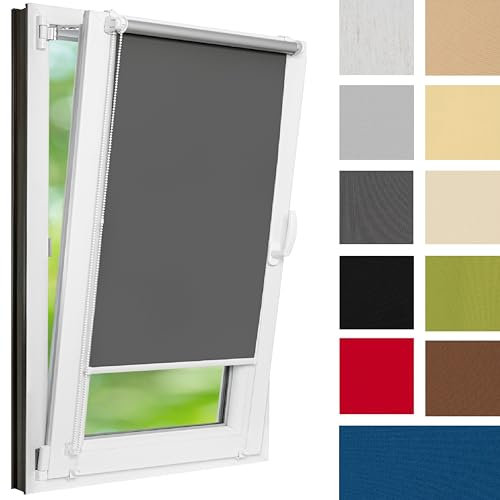 NEYLO - Verdunklungsrollo Ohne Bohren, Verdunkelungsrollo Nach Maß, Breite 30-129cm, Höhe 220cm, Thermorollo Ohne Bohren, Rollo Verdunkelung für Fenster und Tür, Fenster Rollos Click&Go