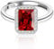 ALEXCRAFT Ringe Silber 925 Damen mit Eckige Rot Zirkonia Schmuck für Frauen Freundin Mama Mädchen