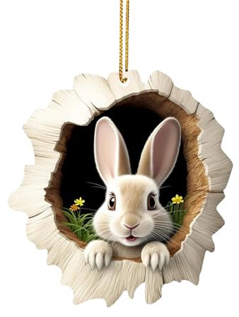 Osterhase Deko, Osterhase zum Aufhängen, 2D-Osterornamente aus Acryl, Dekoaufhänger Hase, Ostern Hase Ornamente, Osterdeko zum Aufhängen an Strauch, Baum, Tür und Fenster