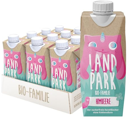 Landpark Bio-Familie Himbeere, 12x0,5l I Kindergetränk ohne Zucker und Süßungsmittel I Ab 1 Jahr geeignet I natürliches Mineralwasser mit Bio-Himbeere Fruchtaroma I Wasser mit Geschmack (12)