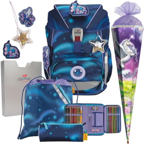 Generisch DerDieDas ErgoFLEX - Luna - Pferd - Schulranzen-Set 6tlg. mit Schuhbeutel und Schultüte (Magic Pegasus)