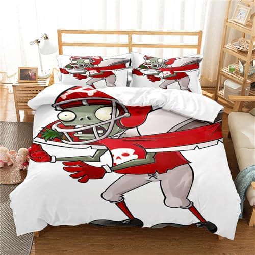 Bedding Set Plants Vs. Zombies Duvet Cover Set for Boys Girls Junior/Cot Bed Reversible Lovely Colorful Comforter Cover (220x230cm(King),PVZ 08)