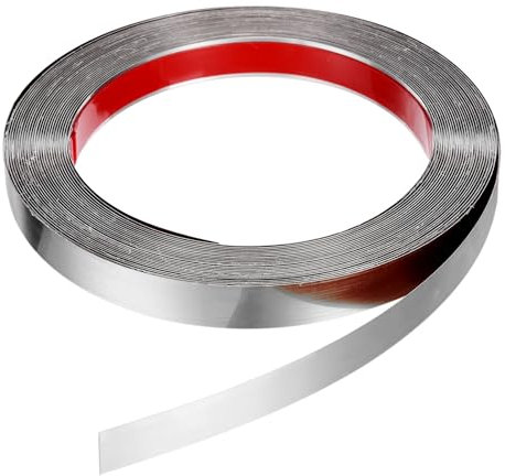 QUARKZMAN 39,4 ft x 0,79 Mur Garniture Décollage et Coller Moulure Garniture Cadre, Autocollant Adhésif Inox Acier Miroir Finition Métal Bande Garniture pour Mur Tuile Bord, Argent
