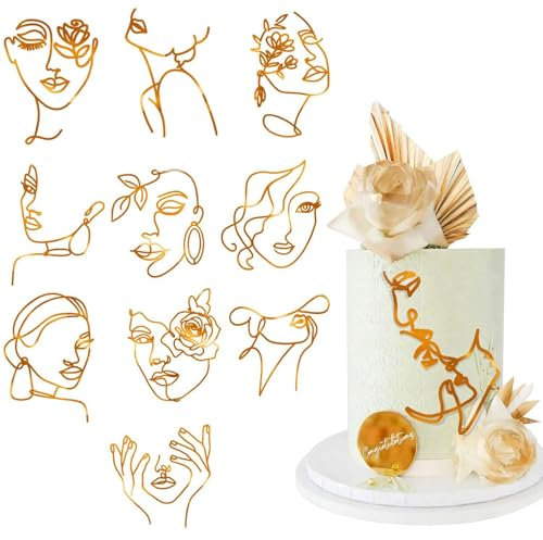 10 decorazioni per torta in acrilico, semplici decorazioni per torte di compleanno, decorazioni per torte da donna, stile bohémien, in acrilico, minimalista, decorazione per torte di compleanno,