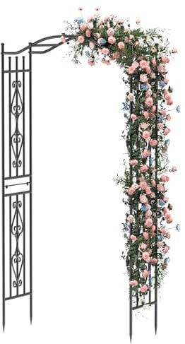 Xverycan Rosenbogen Torbogen, mit zarten Mustern, Gartenbogen aus Metall 110x230cm, Rosenbögen für Rosen und Kletterpflanzen, Freistehend Rosengestell für Garten Dekoration