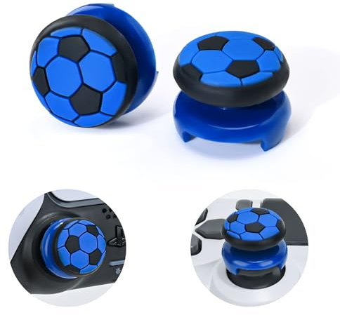 DLseego Tappi per controller PS5/PS4, 2 impugnature per bastoncini da pollice ad alta altezza in silicone 3D con texture di calcio anti-scivolo compatibile con PS4/PS5,Blu