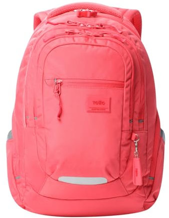 TOTTO - Mochila para Ordenador Portátil 13 Pulgadas, Modelo Eufrates, Mochila Eco-Friendly, 6 Compartimentos, Cremallera para Candado, Bolsillos Botella, Espaldar Ergonómico, Color Claret Red