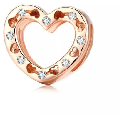 Rose Gold Love Heart Clip Charm Genuine 925 Sterling Silver Compatible With Pandora Reflexions Bracelet Reflections