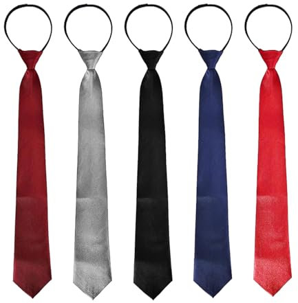 QSZHSL 5 Stück Krawatten für Herren, Verstellbarer Krawatten Set für Herren mit Reißverschluss, Vorgebundenen Knoten Herren für Krawatten Hochzeit Schlips, Trauerkrawatte Reißverschluss (5 Stück)