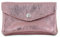 Double Tree - Porte-Monnaie Femme en Cuir Véritable Irisé Élégant - Petit Portefeuille Brillant à Rabat Format Enveloppe Mi-Long - Léger et Pratique - Rose