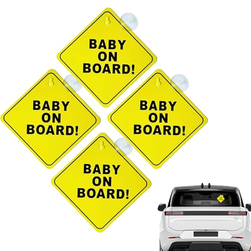 Lot de 4 panneaux Baby on Board pour voiture avec ventouses