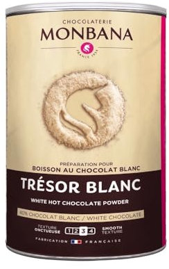 Monbana – Trésor de Chocolat Blanc en Poudre – 200 g – Préparation pour Boisson Gourmande