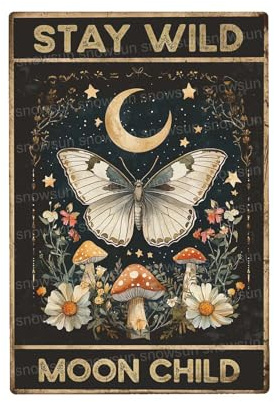 Blechschild Stay Wild Moon Child, Metallschilder, Vintage-Schilder, Retro-Schild für Zuhause, Bar, Büro, Outdoor, Garten, Wanddekoration, 30,5 x 40,6 cm