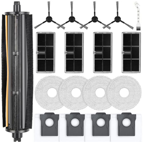 18 Stück Zubehörset für Dreame L10s Pro Ultra Heat / L10s Ultra Gen 2 / X30 Ultral/Mova E30 Ultra Saugroboter, 1 Hauptbürsten 4 Wischtücher 4 Filtern 4 Staubbeuteln 4 Seitenbürsten 1 Putzbürste
