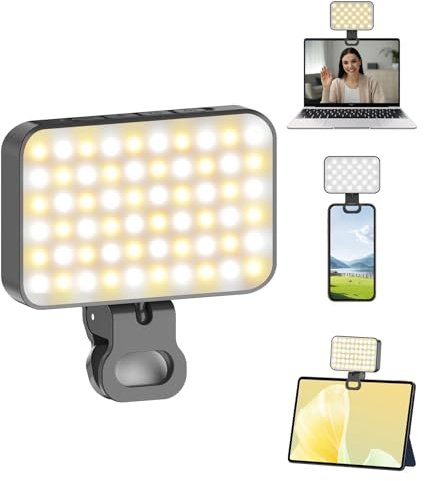 TONEOF Luz Selfie Portátil Recargable, con Clip Giratorio 360°, Brillo Ajustable