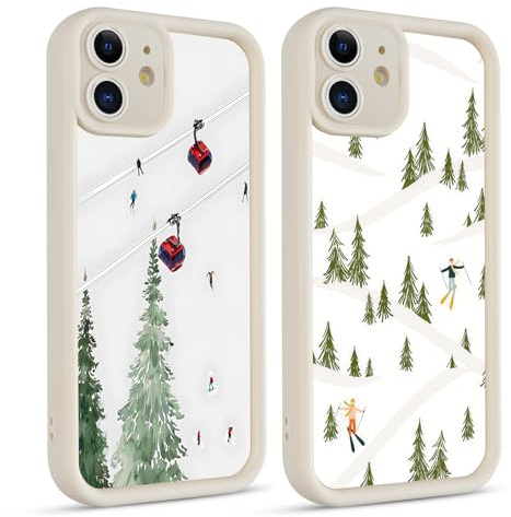 Coiwxmoi 2 Stück Handyhülle für iPhone 11 Hülle Winter, Schnee Aesthetic Skifahren Muster Design Mädchen Frauen Schutzhülle, Silikon Cover Erhöhte Displayränder Case für iPhone11 6,1,Snow