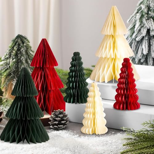 Albero di Natale di carta, 3/6 pezzi di carta 3D, albero di Natale pieghevole, albero di Natale, decorazione natalizia, albero di Natale, verde, rosso, decorazione natalizia, alberi di carta per