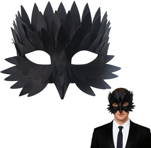 EduPlayte Elegante máscara de pájaro, máscara de halloween, máscara veneciana, máscara veneciana de cuervo con falsos picos de plumas para mujer, hombre, Halloween, carnaval, fiesta de disfraces