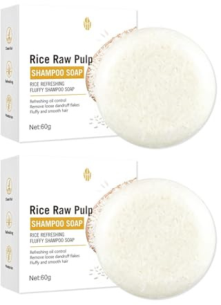 2PC Anti-hair Loss Rice Shampoo Bar, Soap Bar, Shampoo-Riegel, Reiswasser-haarwachstum Seife, für Feuchtigkeitsspendendes Haarwachstum, Macht das Haar weich und Glänzend