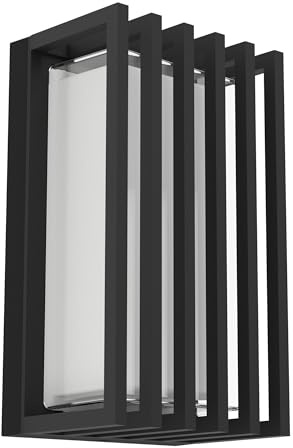 EGLO LED Wandleuchte außen Grottazzolina, Außenlampe mit Bewegungsmelder | Außenleuchte mit Lamellen aus Aluminium in Schwarz, warmweiß - neutralweiß - kaltweiß, IP65
