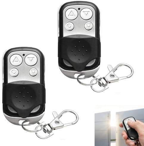 QLK 2 Pcs 433MHz Remote Control, Universal Automatic Gate Remote Control, Copy Remote Opener Garage Door Remote Control Fob, Wireless Garage Door Opener Cloning Key Fob for Car Garage Door Gate