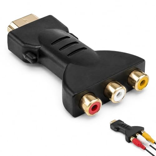 kahdauw 1 PCS Adaptateur HDMI vers RCA,Convertisseur HDMI mâle AV 3RCA,Femelle Composite Vidéo Audio vers CVBS Compatible avec TV DVD Projecteur Boîtier Multimédia avec Connecteurs Rouge Blanc Jaune.