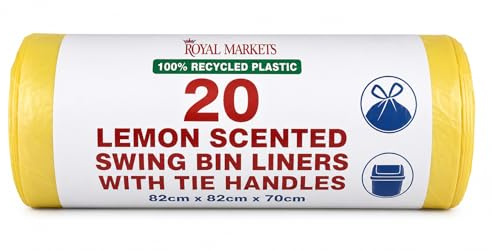 Lemon Scented Swing Bin Liners - Pack of 20 Disposable Bin Bags for Kitchen, Bathroom and Household Waste