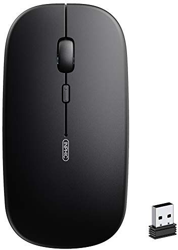 INPHIC Ratón Inalámbrico Recargable, Silencioso Infame Ratón óptico Silencioso Click Mini, Ultra Delgado 1600 dpi para Computadora Portátil, PC, Portátil, Computadora, Macbook (Magia Negra)