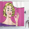 ABAKUHAUS Vintage Tenda da Doccia, Pop Art Woman segno GIUSTO, Tessuto Set di Decorazioni per il Bagno con Ganci, per la vasca da bagno, 175 cm x 200 cm, Giallo Magenta