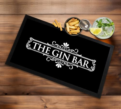 Artylicious The Gin Bar Black and White Label Bar Runner Bar Mat Bar Accessories