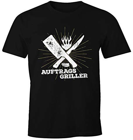 MoonWorks Herren T-Shirt Auftragsgriller Fun-Shirt Grill-Shirt BBQ Schwarz M