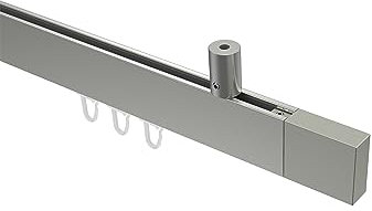 Interdeco Innenlaufstangen (Deckenbefestigung) eckige Gardinenstangen Edelstahl Optik Typ 10212934, 160 cm