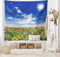 ABAKUHAUS Bunt Wandteppich, Blumen bewölkten Himmel aus Weiches Mikrofaser Stoff Waschbar ohne Verblassen Digitaldruck, 150 x 110 cm, Himmelblau