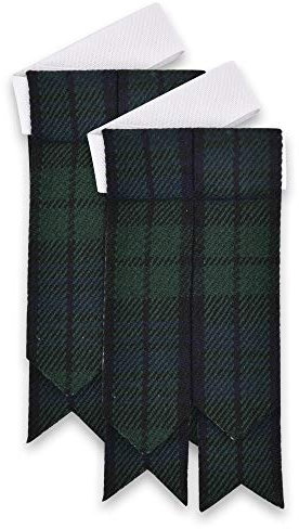 DSS KILT Schottische traditionelle Kilt-Schlauchblitze für Herren und Herren Kilt-Zubehör, kariert Schwarz / Grün, Einheitsgröße