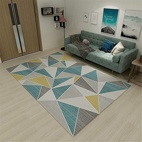 Teppich Gute Qualität Lichtecht Sofa Teppiche Blauer Grauer senfgelber geometrischer Dreieckmuster moderner Teppich Multi-Size Teppiche 180 * 250cm