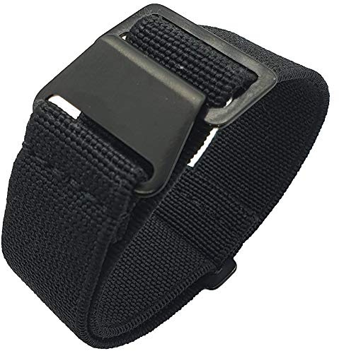 Max French Marine Nationale Elastic Nylon Navy Divers Parachute Watch Straps 20mm 22mm Military Bands (22mm, Black PVD)