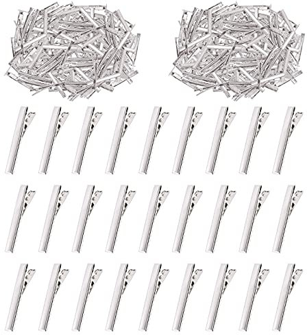 Swpeet Lot de 200 pinces à cheveux crocodile de 4,6 cm, parfaites pour les pointes de canard en métal, épingles à cheveux à tige unique pour coiffure, accessoires de bricolage