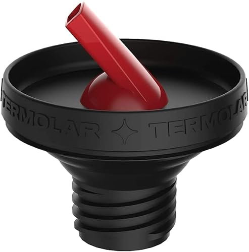 Tapón doble acción en forma de rosca con pico para termos Termolar. (negro y rojo, Plástico)