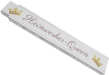 Bedruckter Meterstab aus Holz mit Spruch Heimwerker-Queen und Krone ohne Hintergrund Zollstock Frau Tussi Gliedermaßstab Königin Selbst ist die Frau Maßstab rosa Geschenk für