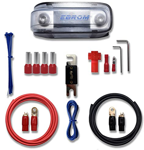 EBROM Batteriekabel Vollkupfer Car Hifi Kabel Set 10, 16, 25, 35 und 50mm2, Pluskabel + Massekabel, viele Längen, AFS, ANL Sicherungshalter + Sicherung, 2m 25mm² rot + 2m schwarz + 100A ANL Sicherung