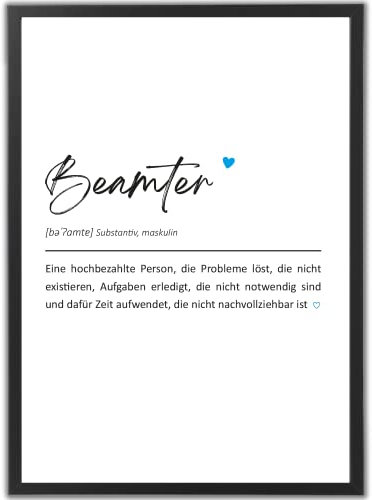 tradercat Beamter Poster, Humorvolle Definition, Geschenkidee, A4 Weißer Rahmen, Stilvolle Wanddeko, Büro & Homeoffice