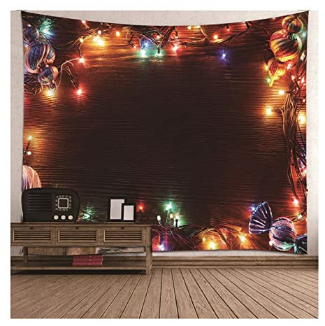 Homxi Tapisserie Wandteppich,(300x260CM) Wandteppiche Trippy Polyester Orange Schwarz Wandteppich Für Schlafzimmer LED Lichter