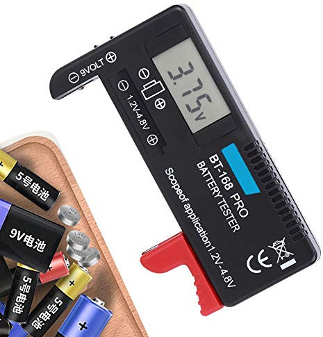 Folanda Battery Tester, Universal Digital LCD Tester Checker, Household Life Level Testers Power Meter for AA AAA 9V 1.5V Button Cell Batteries, 1.2~4.8V and Monitor