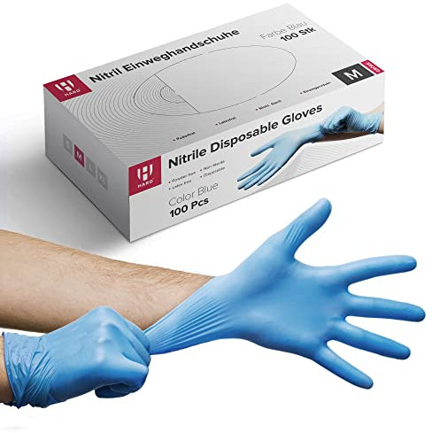 HARD 100x Nitrilhandschuhe, Einweghandschuhe, Reißfest, Nitril Handschuhe, puderfrei, latexfrei, Einmalhandschuhe, Untersuchungshandschuhe, Black disposible nitrile gloves Box - Größe S - Blau