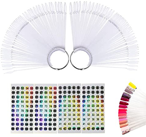 100 Stück Nail Art Tips Ring Stick Transparent Nagel Display Tips Nagellack Karte Nagelkunst Fächer für Home DIY Nagelsalon Praxis Tools
