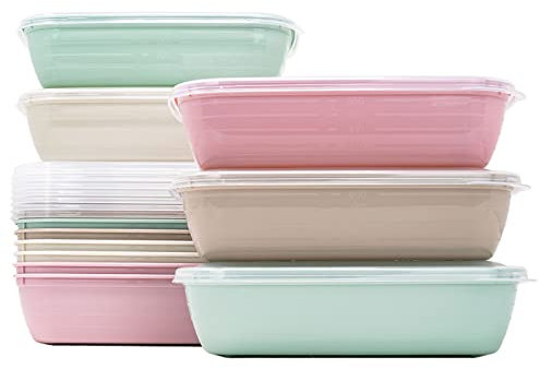QILZO 12 Stück Lebensmittelbehälter aus Kunststoff 800 ml, BPA-freie Frischhaltedosen, geeignet für Mikrowelle, Spülmaschine, Gefrierschrank, mit Deckel, Wiederverwendbarer Behälter