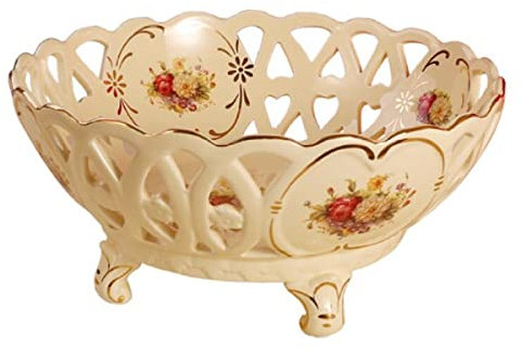 JUNYFFF Cesta De Frutas, Frutero De Cerámica Fruteros De Cocina Grande Cesta De Frutas Moderno para Cocinas Mesa De Comedor Multiuso Fruteros De Cocina,Amarillo