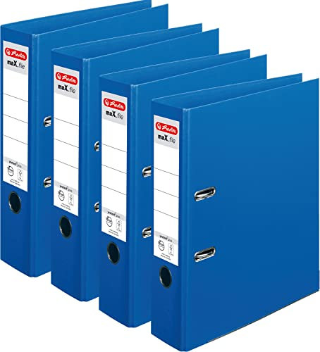 Herlitz 10834331 Ordner maX.file protect+ A4, 8 cm, blau (4er Pack | Blau)